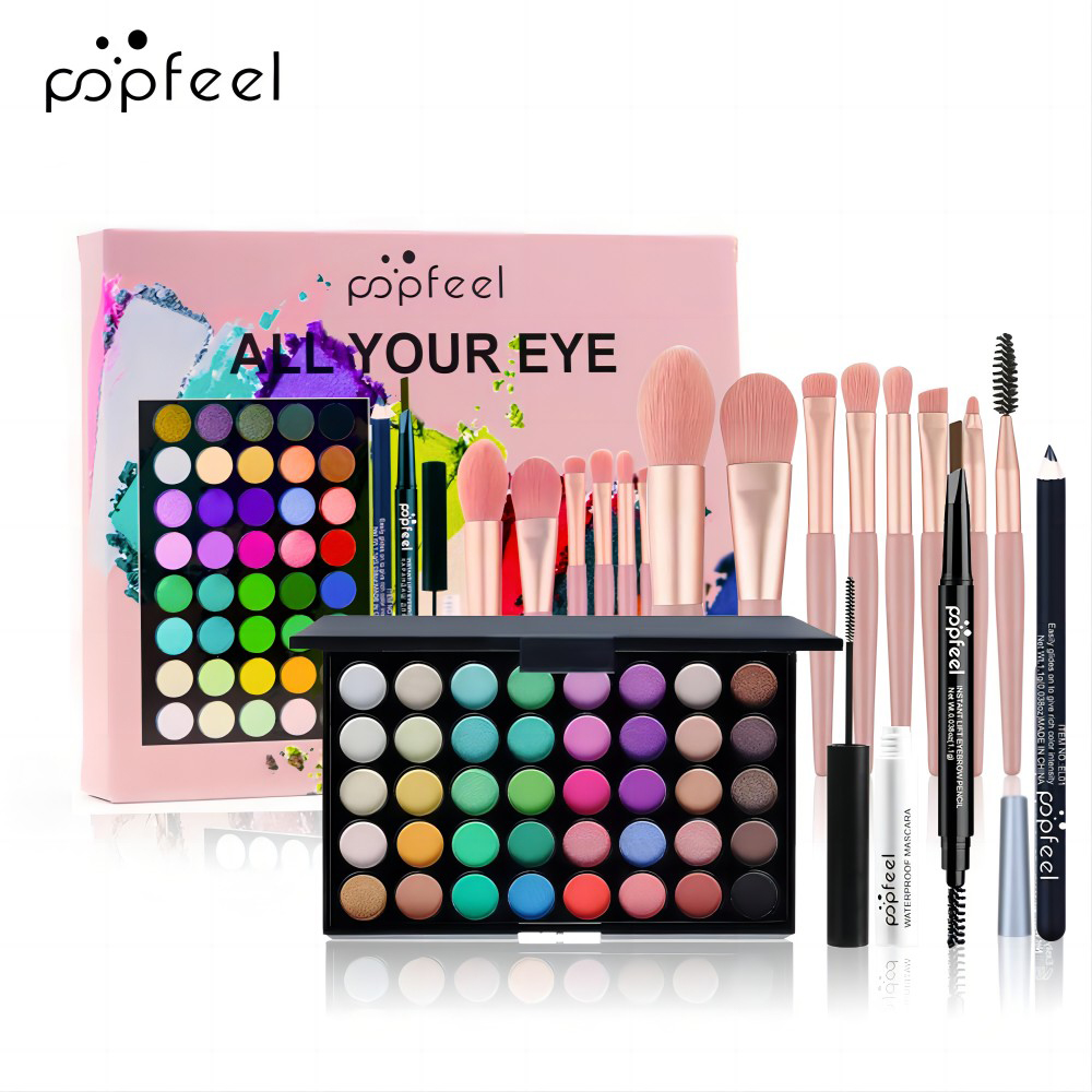 POPFEEL アイメイクセット 40 色アイシャドウパレット眉毛ペンシルアイライナーペンマスカラとメイクブラシのセットアイ化粧品