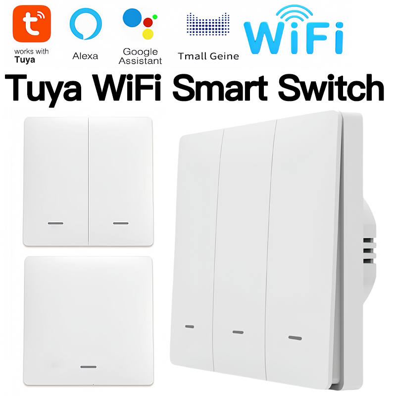 Tuya ZigBee ライトスイッチ、送信機キット付き、中性線/コンデンサなし、1/2/3 ギャングは Alexa Google Home で動作します