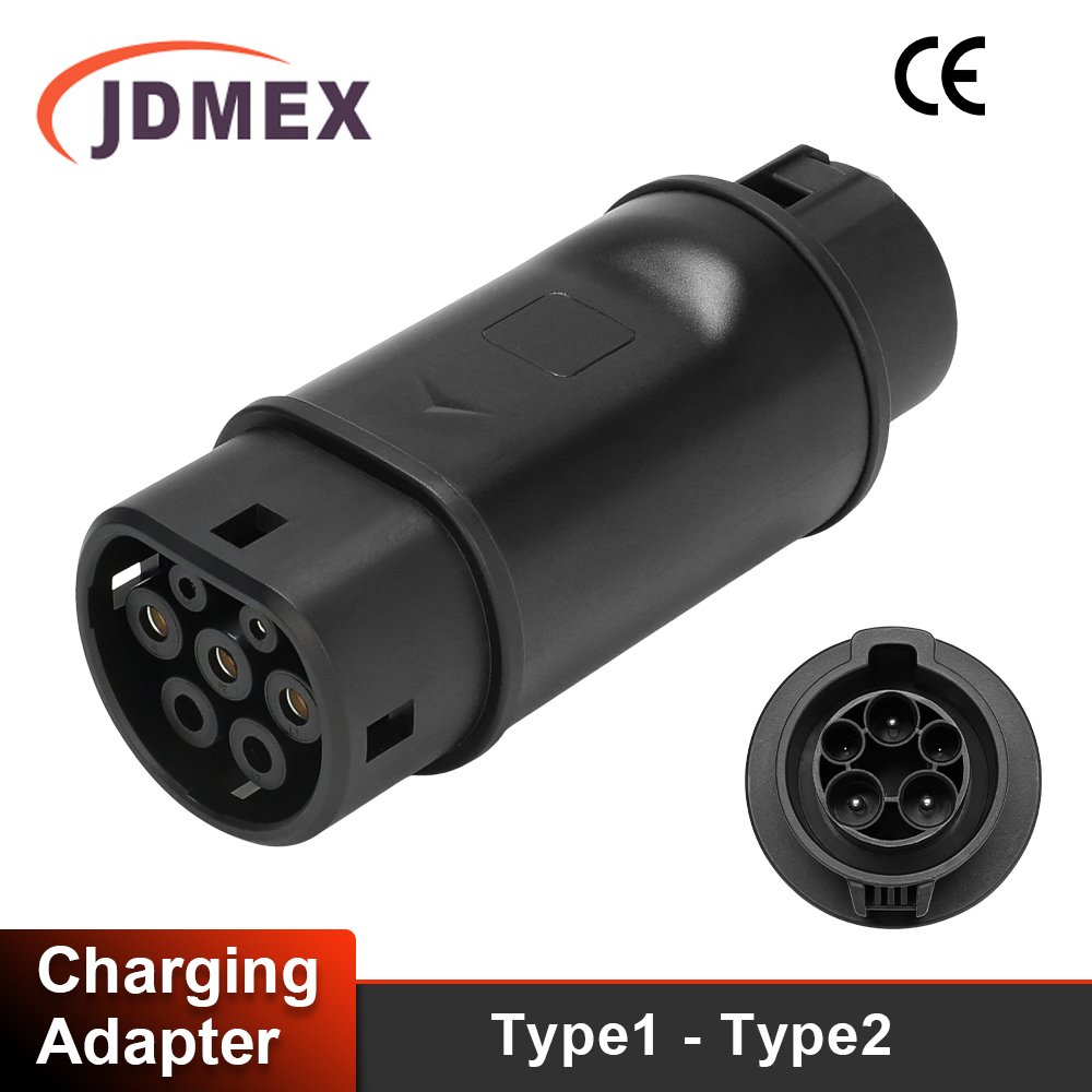 JDMEX 7KW タイプ 1 にタイプ 2 AC 充電アダプタ AC 110V-250V 32A 最大 EV 充電アダプタ SAE J1772 に IEC 62196-2 カーアクセサリー