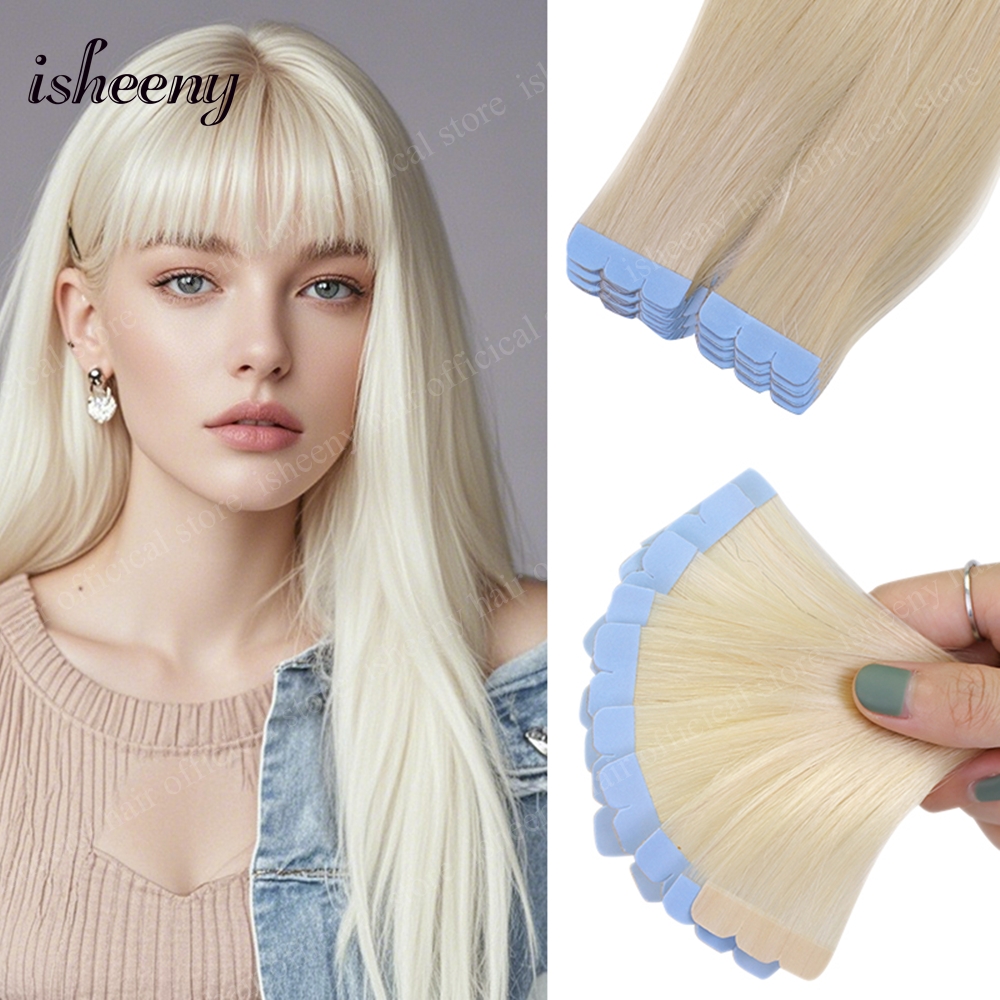 Isheeny ブロンドミニテープ人毛エクステンション 12-24 インチシームレステープヘアオングルーテープタブ 10 ピース/パック