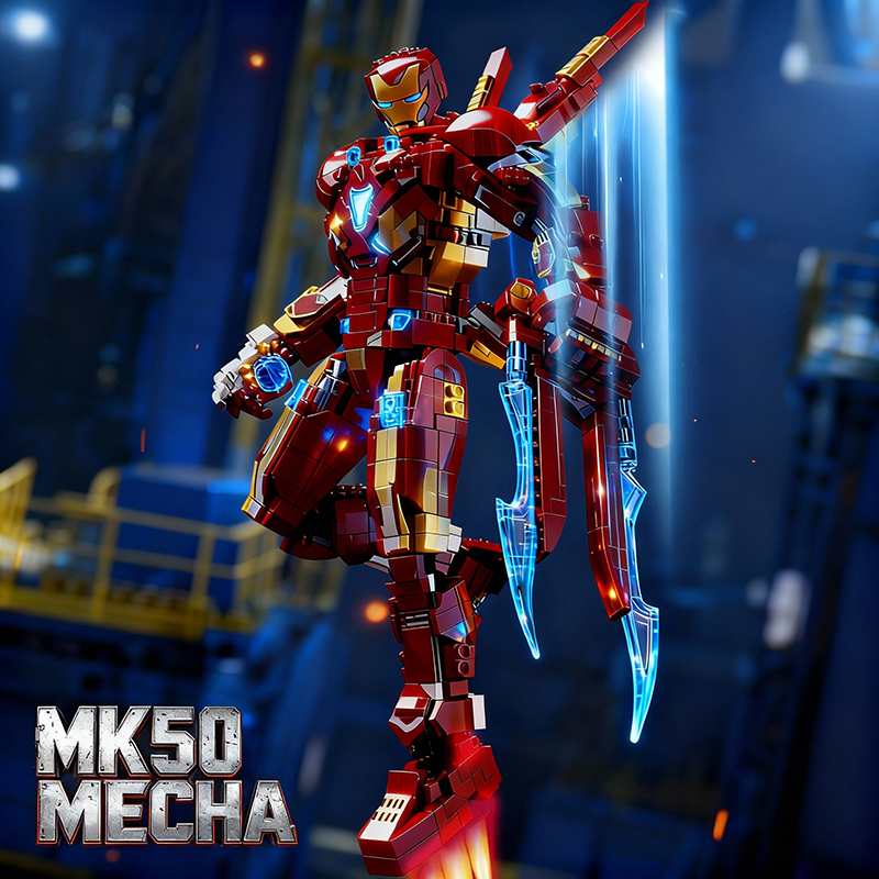 スーパーヒーローロボットブロックアクションフィギュアアイアンマン MK50 戦争メカ MOC ビルディングおもちゃフェスティバルギフト大人 1500 個クール飾り