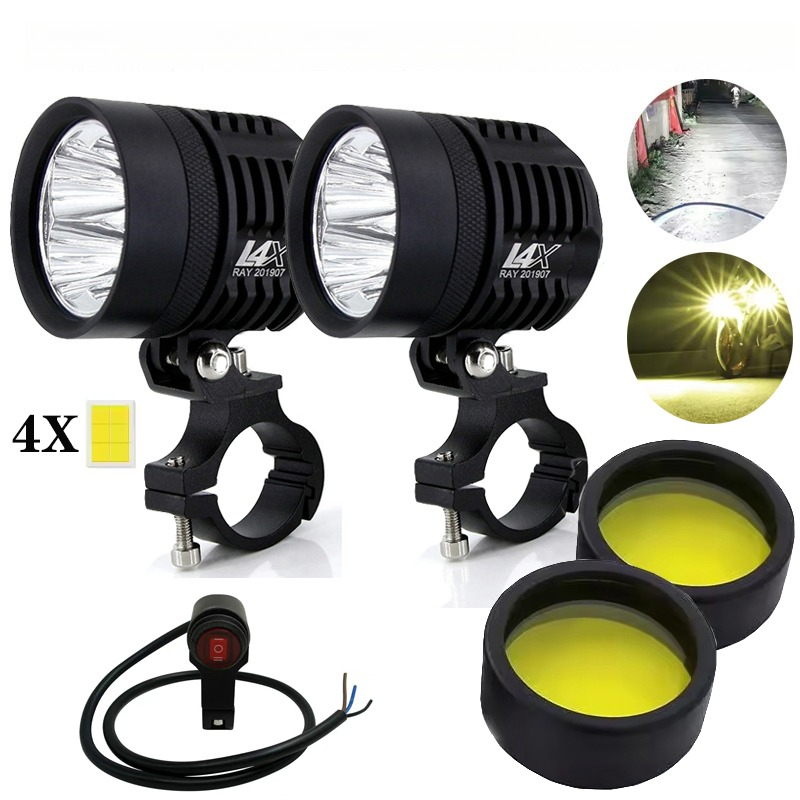 2 個ユニバーサル L4X ヘッドライト LED バイク 20000LM モトスポットライト防水フラッシュフォグスポットモト電球超高輝度 12V