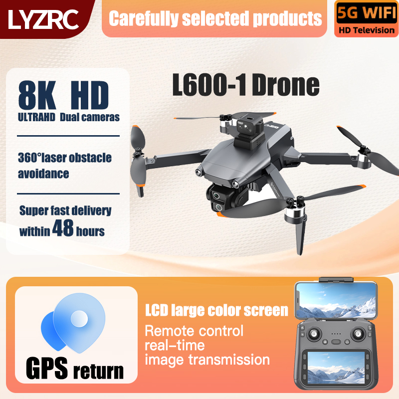 LYZRC L600-1 MAX GPS ドローンプロフェッショナル 8K HD カメラ WIFI 360° レーザー障害物回避大画面折りたたみ式 Rc クアッドコプター ドローン