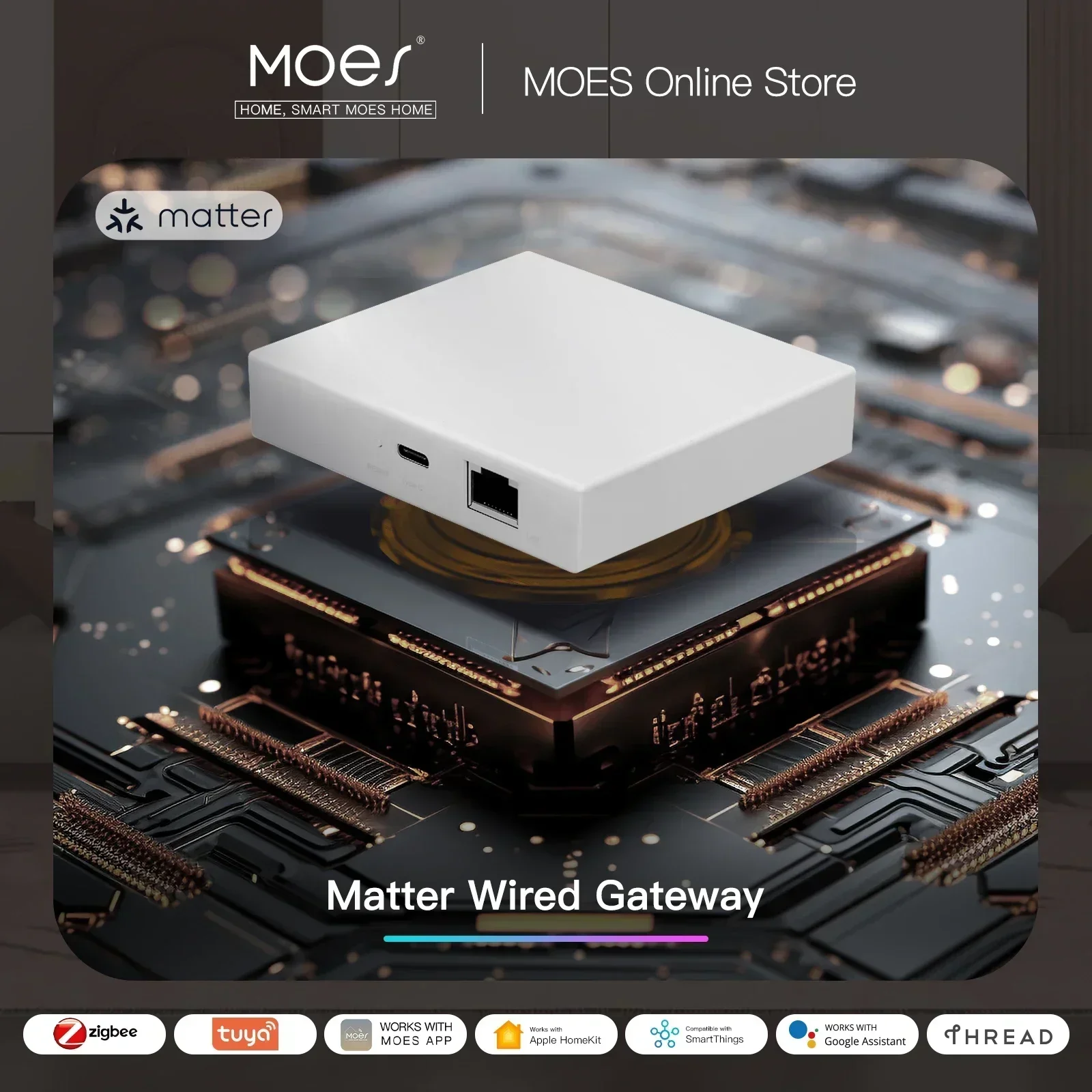 MOES Tuya Zigbee Matter Thread ゲートウェイ スマート ホーム ブリッジ Matter Hub サポート 音声制御 Siri ホームキット Smartthings Google Alexa