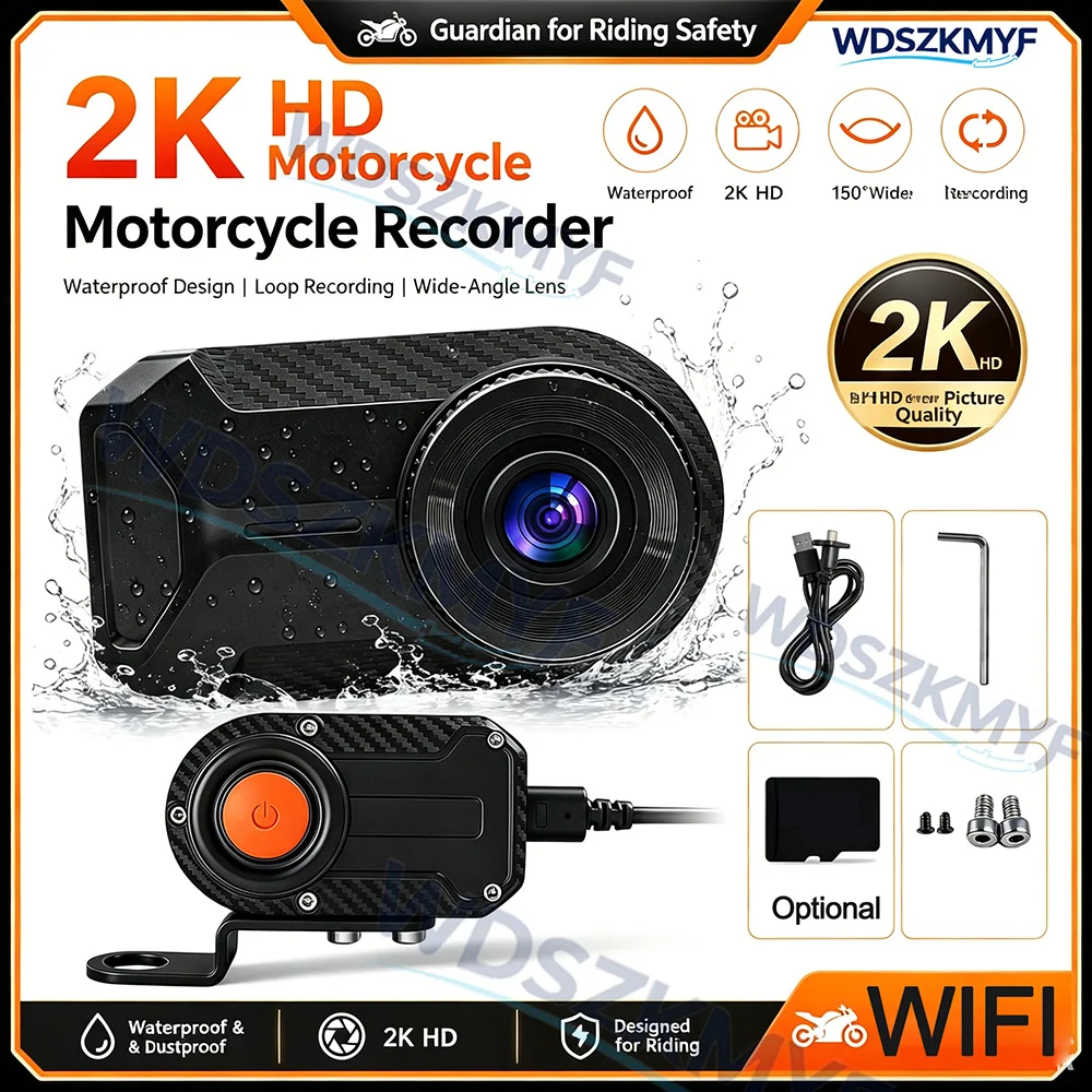 2K HD オートバイダッシュカム ブラックボックス IP65 防水マウンテン電動バイク自転車ヘルメットカメラ屋外ドライブレコーダー