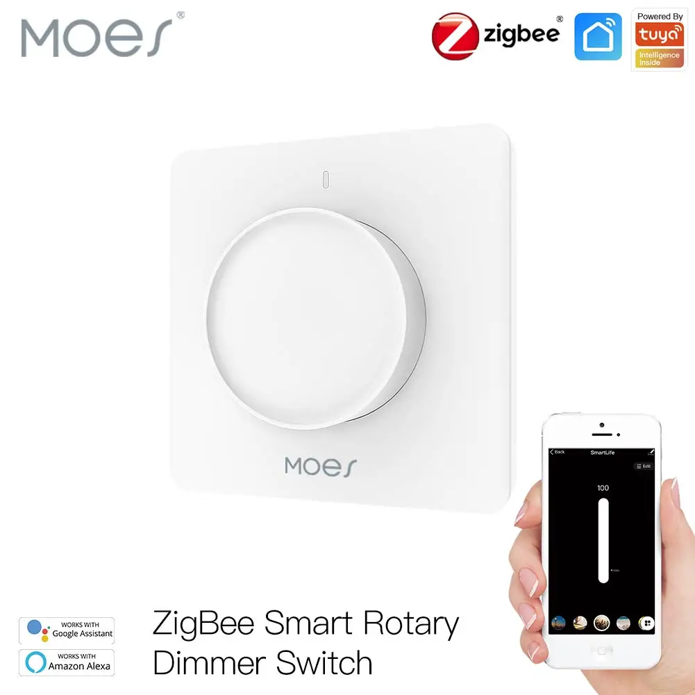 新しい ZigBee スマートロータリーライト調光スイッチ輝度メモリスマートライフ/Tuya APP リモコンは Alexa Google EU で動作します