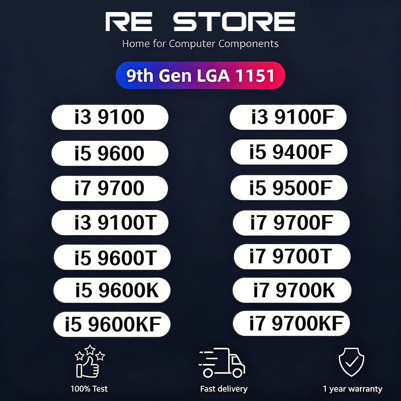 i3 9100 9100F i5 9600 9400F 9500F i7 9700 9700F 9700T 9100T 9600T 9600K 9700K 9600KF 9700KF コア第 9 世代 (LGA 1151 用)