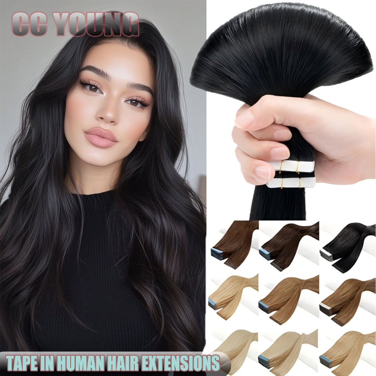 100% 人毛テープでヘアエクステンション女性のための髪の長さとボリュームを追加 50 グラム 20 個ストレートレミーヘアエクステンション