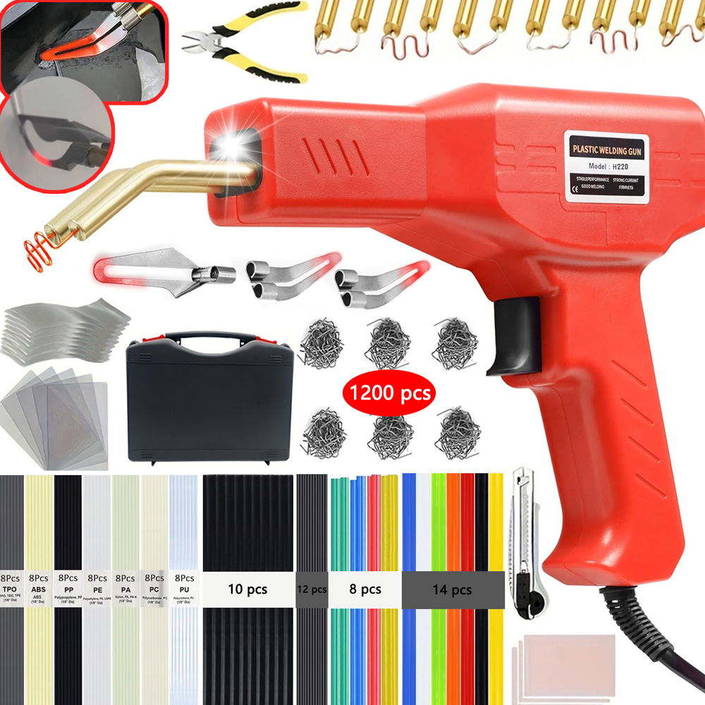 220W アップグレードされたプラスチック溶接機 3 in 1、プラスチック修理溶接機キット ホットホッチキスキット 車のバンパー修理キット ほとんどのプラスチック用
