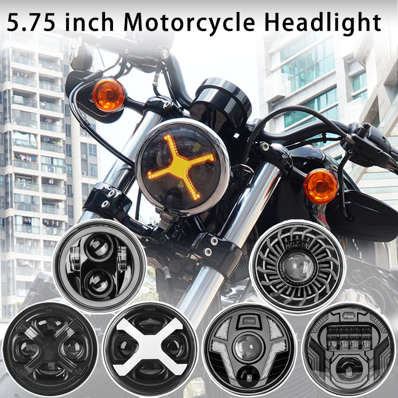 5.75 インチ X スタイル LED オートバイヘッドライトアンバー Drl 車外装装飾スタイリングガジェットハーレー 883 1200 X48 スカウト自動
