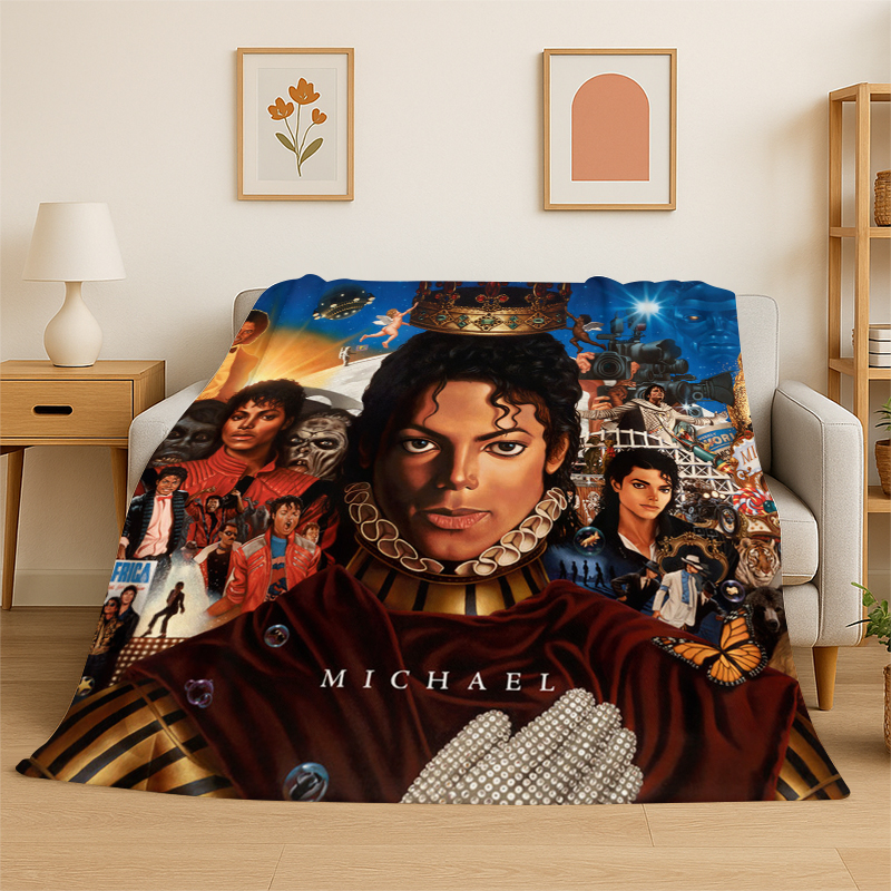レトロ MJ マイケル ジャクソン キング オブ ポップ ソフトフランネル スローブランケット、ベッド、カウチ、ソファ、ベッドルーム、リビングルーム、旅行用子供用の居心地の良いブランケット