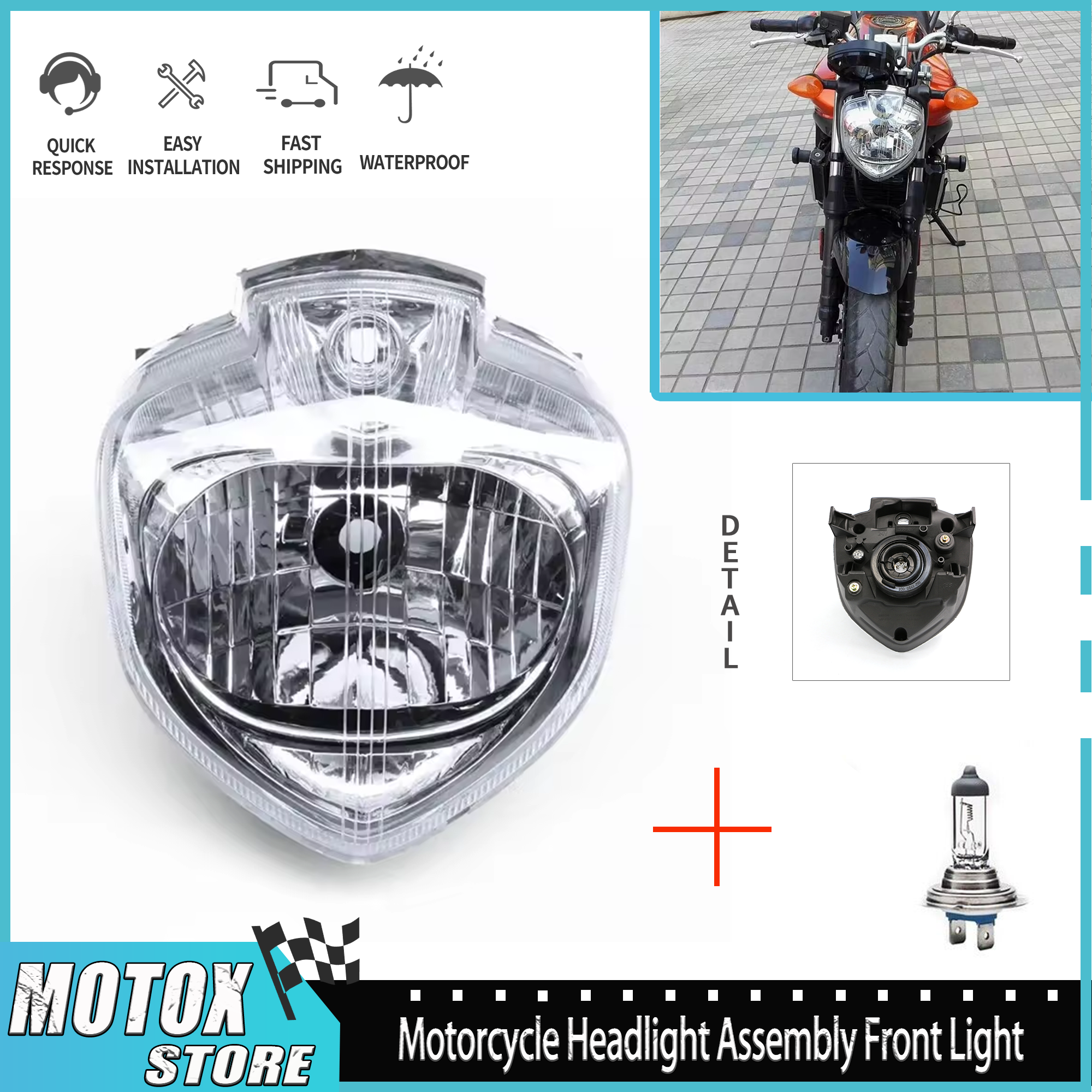 2006 - 2009 FZ6 Fazer FZ6N オートバイヘッドライトアセンブリヘッドランプフロントライト FZ-6N 2007 2008 ヘッドライトに適合