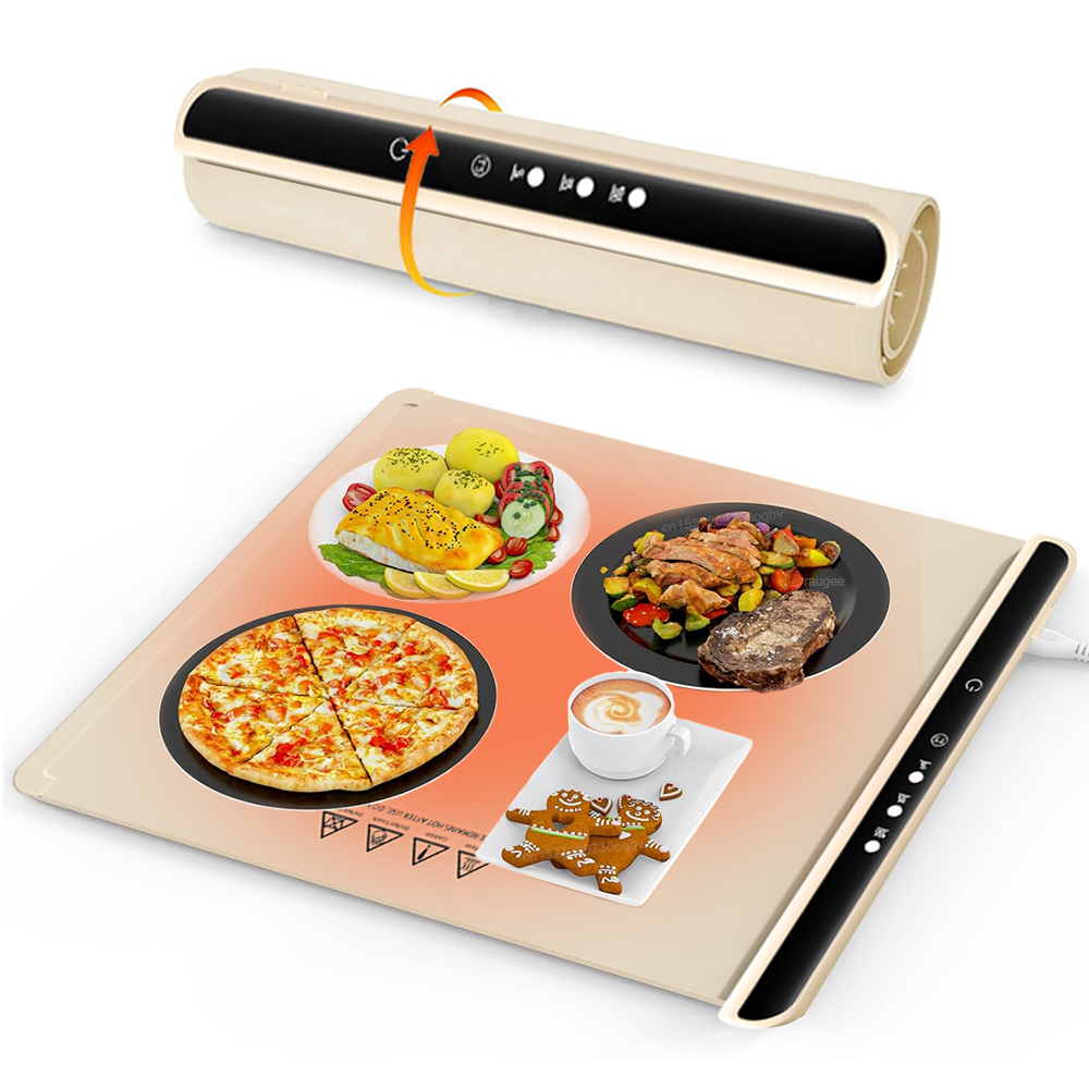 フードウォーマープレート電気温めトレイ折りたたみ式食品温めパッド電気フードウォーマー高速加熱ポータブル食品温めマット