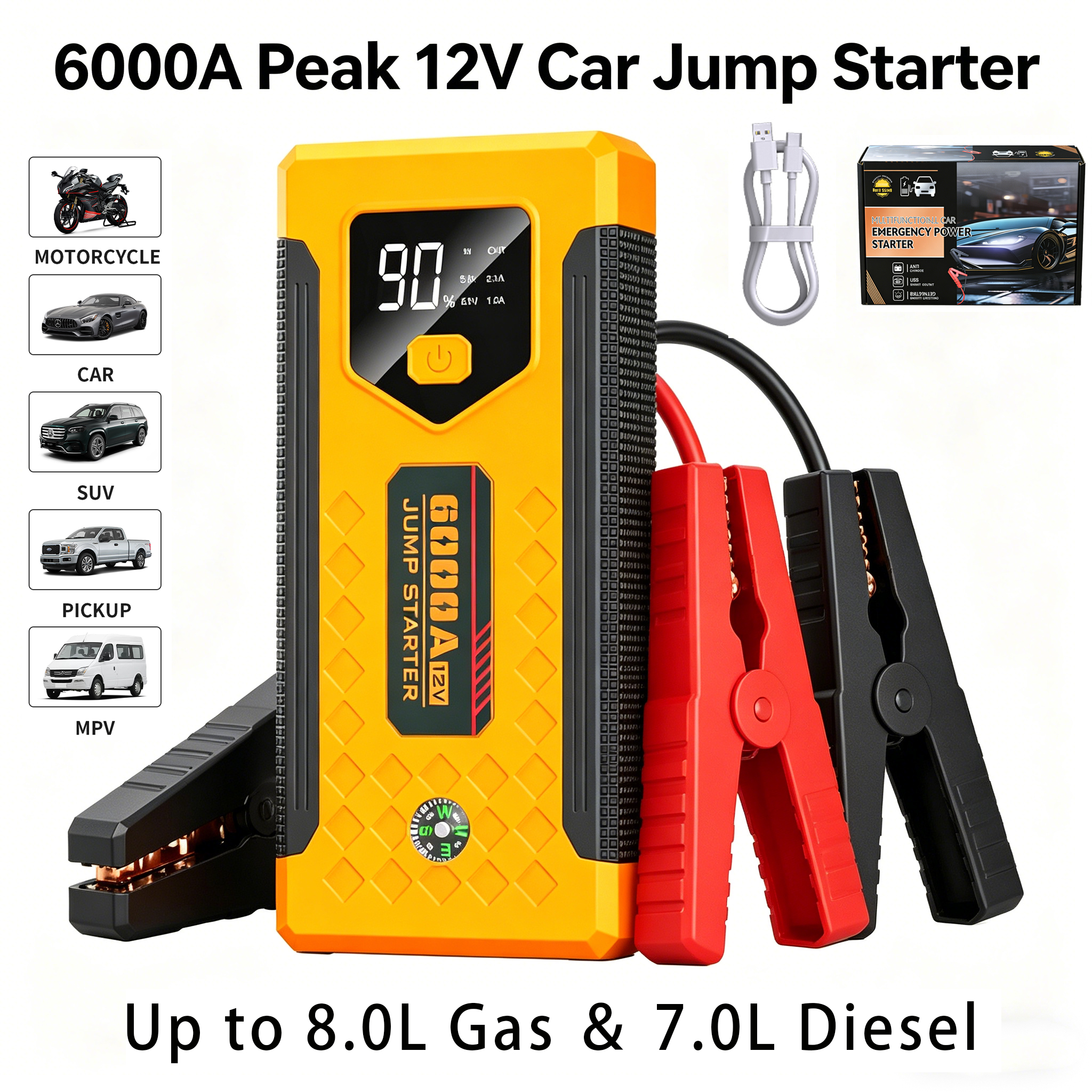 電源銀行 12V 車のバッテリージャンプスターターポータブル充電器ガソリンディーゼル自動始動装置ブースター緊急スターター