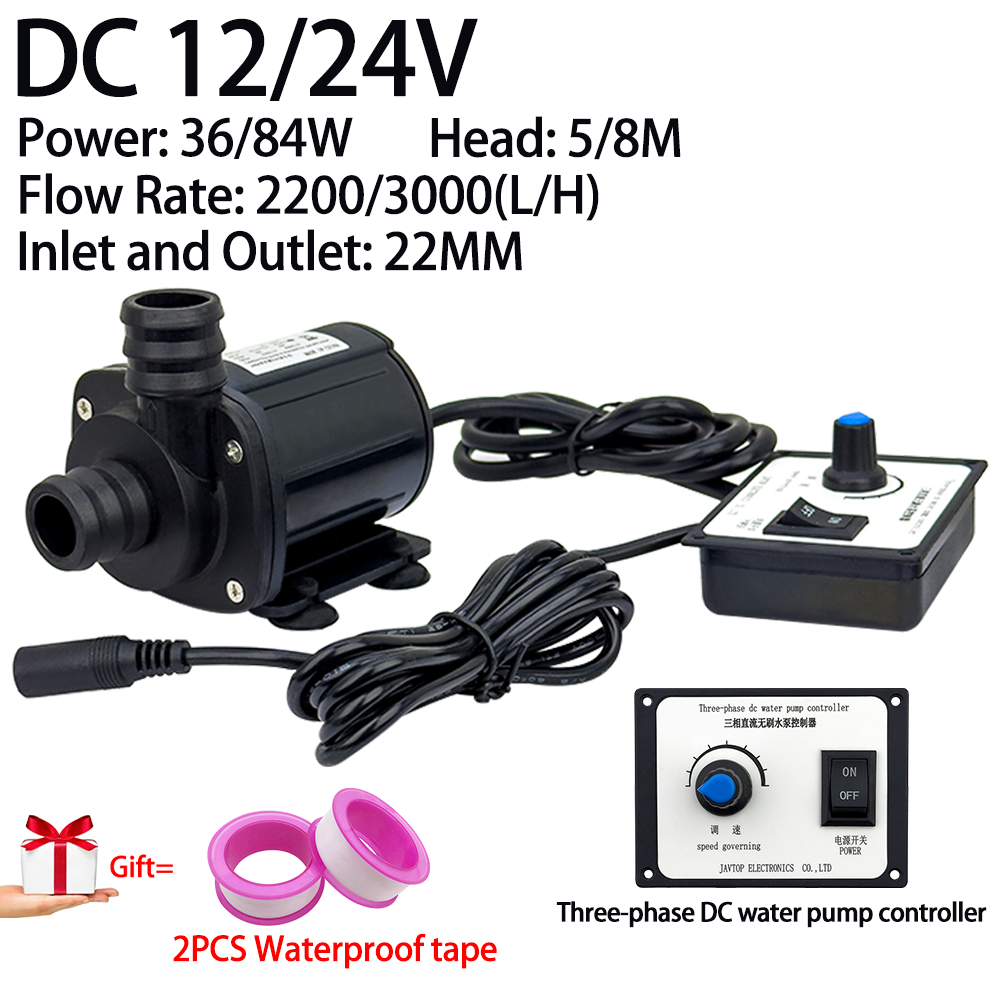 ガバナー付き高圧ポンプ セラミックポンプ 3000L/H 8M ヘッド、DC 12V 24V 水中ブラシレスポンプ EU アダプター付き