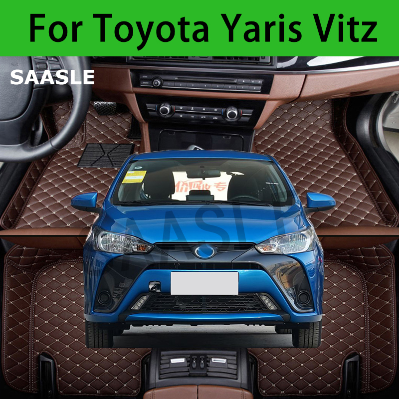 SAASLE カスタム車のフロアマットトヨタヤリスヴィッツ 2008-2022 年の自動車カーペットフットコシュ Accessorie