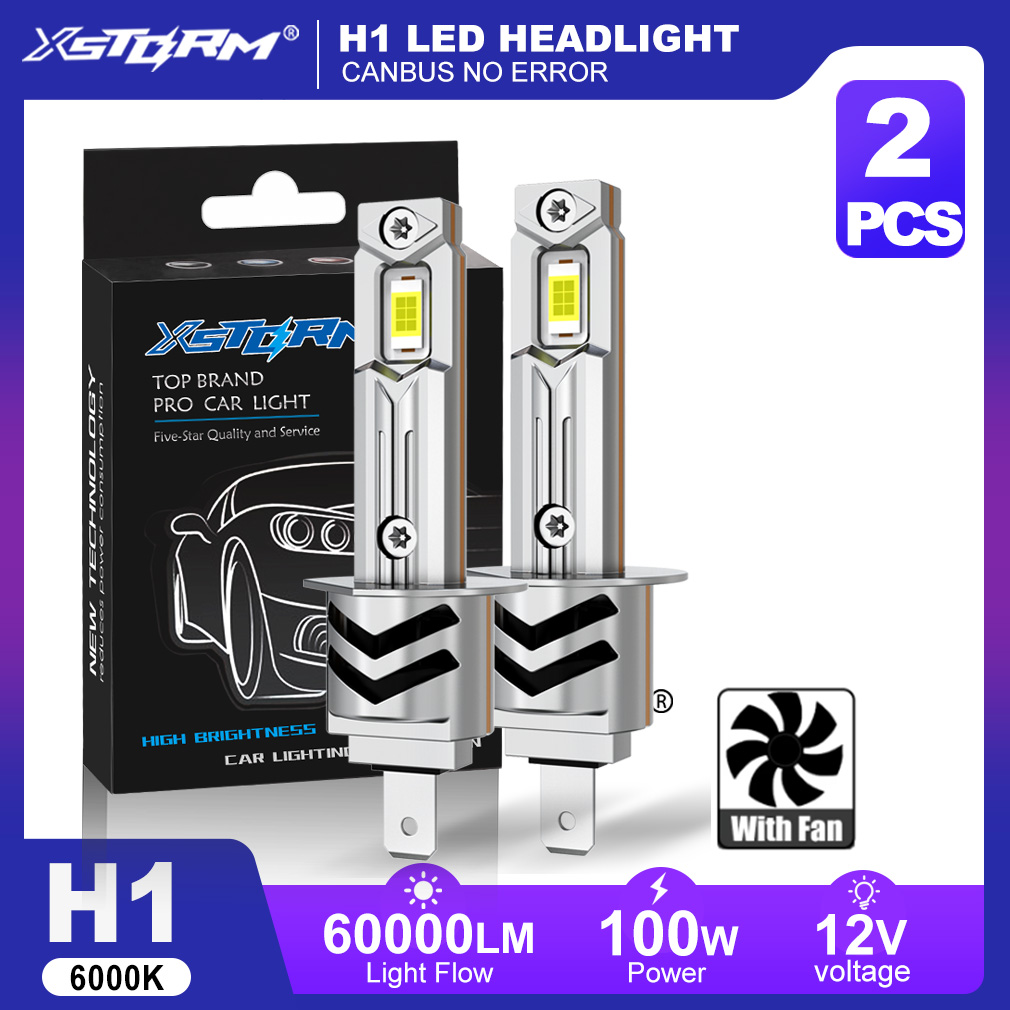 XSTORM H1 LED ライト電球 Canbus 60000LM 100 ワット H3 H7 LED ヘッドライトファン H1 ターボランプ車のヘッドライトプラグ