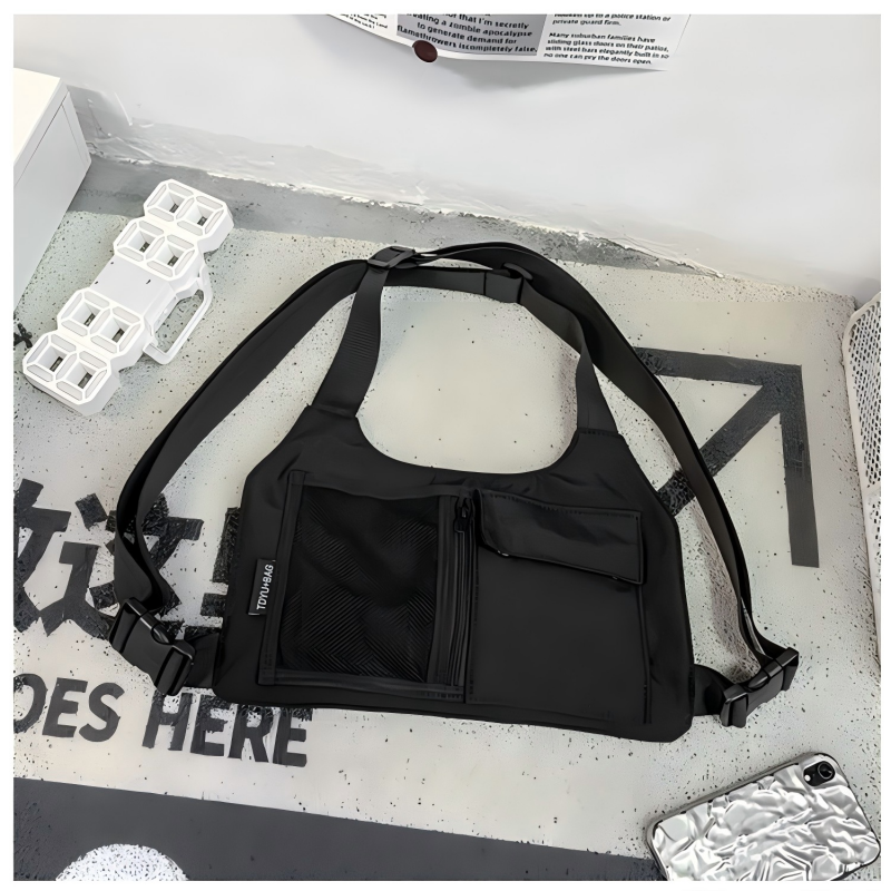 ヒップホップストリートユニセックスチェストリグバッグ高品質ナイロンチェストバッグ多機能タクティカルベストバックパック