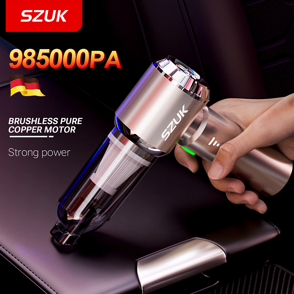 SZUK ミニ車の掃除機 985000Pa 強力な吸引洗浄機強力なワイヤレスハンドヘルドポータブル掃除機車用