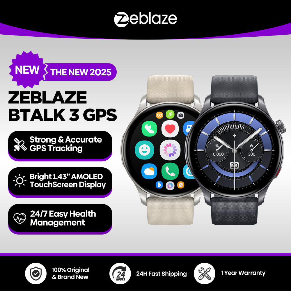 新しい Zeblaze Btalk 3 GPS スマートウォッチ 1.43 "AMOLED スクリーンデュアルストラップ Bluetooth 通話スポーツウォッチ心拍数 SpO2 ストレス追跡