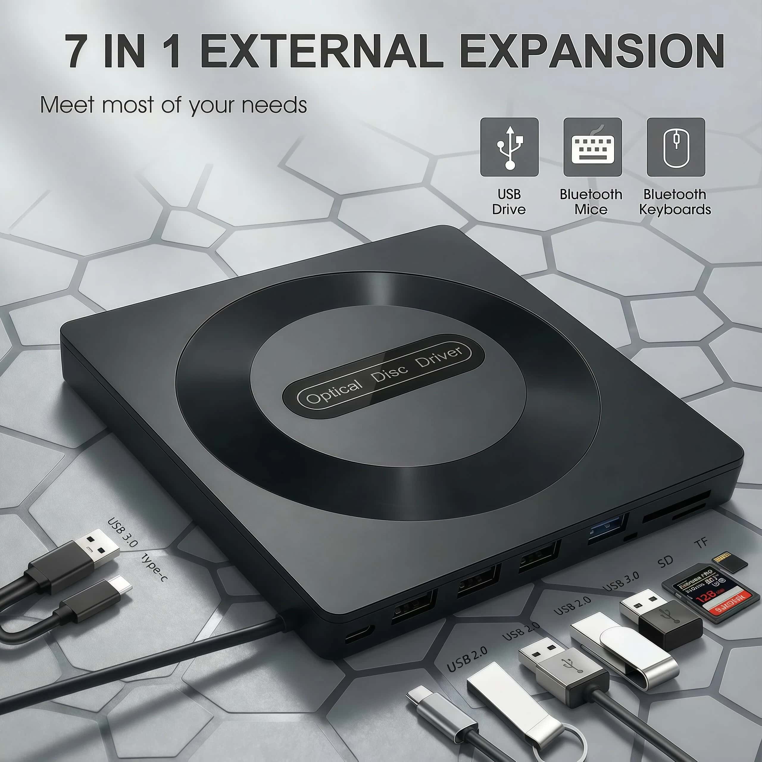 USB 3.0 タイプ C 外部 CD DVD RW 光学ドライブ スーパー ドライブ ラップトップ ノートブック用 - DVD バーナーおよびライター機能