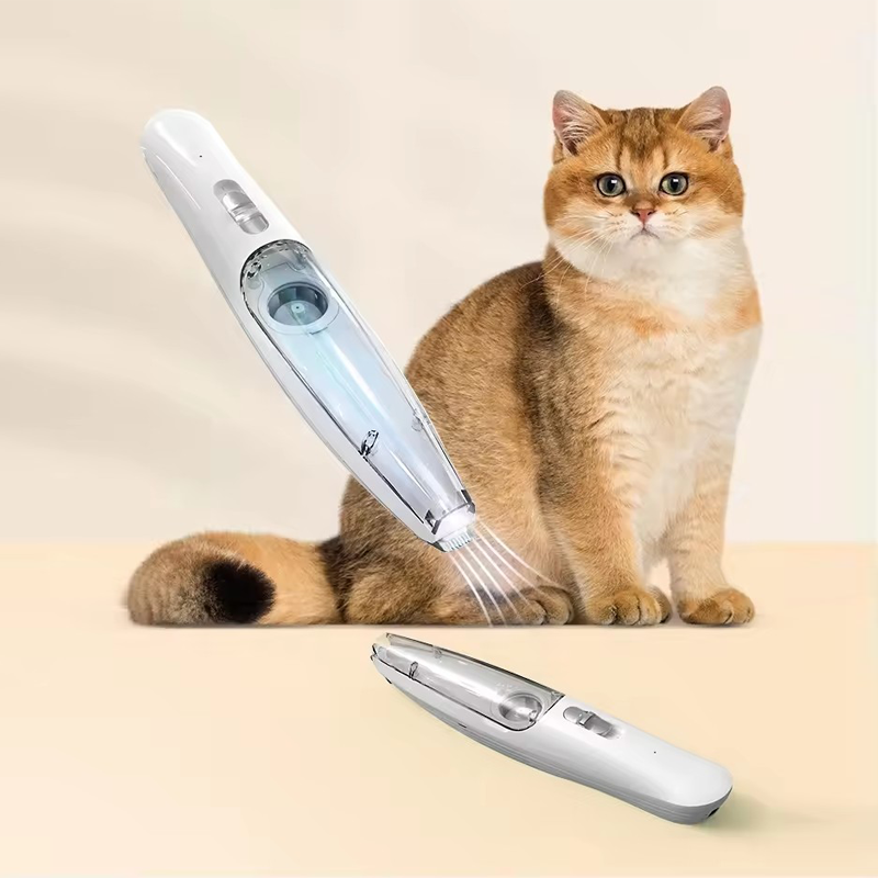 2-in-1 毛吸引ペットシェーバー 犬足トリマー 猫耳トリマー 低騒音 吸引付き 電動犬トリマー 充電式USB