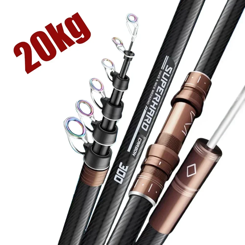 2.1-4.5 メートル伸縮釣竿カーボンスピニング釣竿ボート海水淡水ビーチロックサーフキャスティングベイトキャスティングロッド