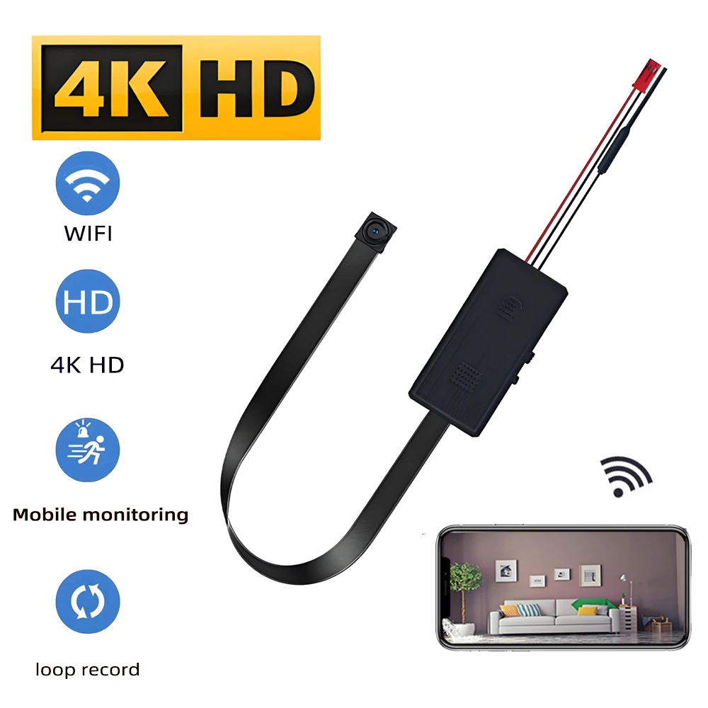 新品 4K HD ミニ WiFi カメラ、リモート視聴、動体検知、ループ録画、ホーム DIY ワイヤレスカメラをサポート