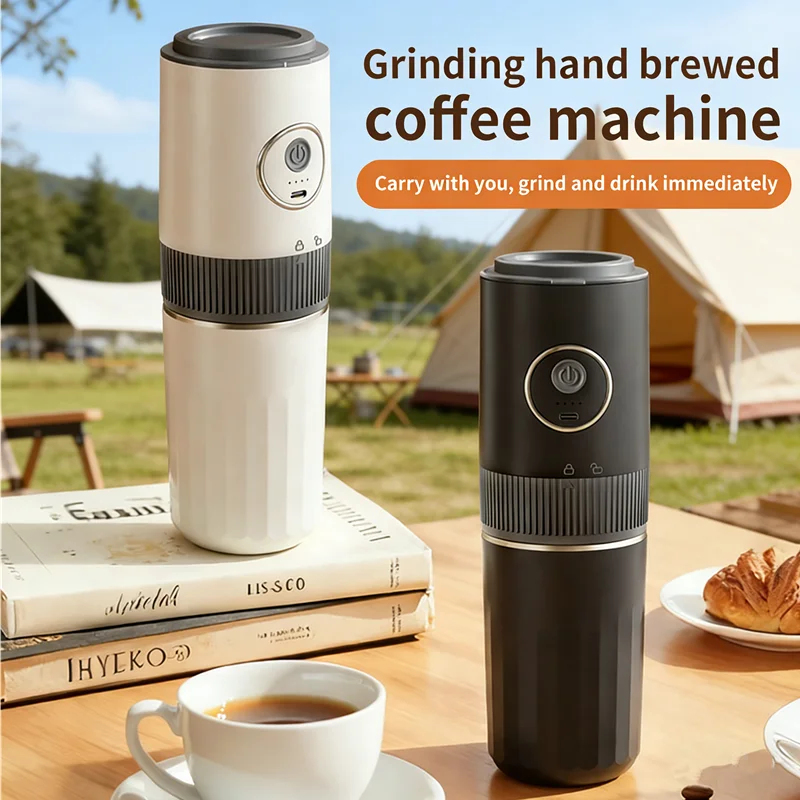 2-in-1 ポータブル ワイヤレス アウトドア キャンプ コーヒー マシン - 豆挽き