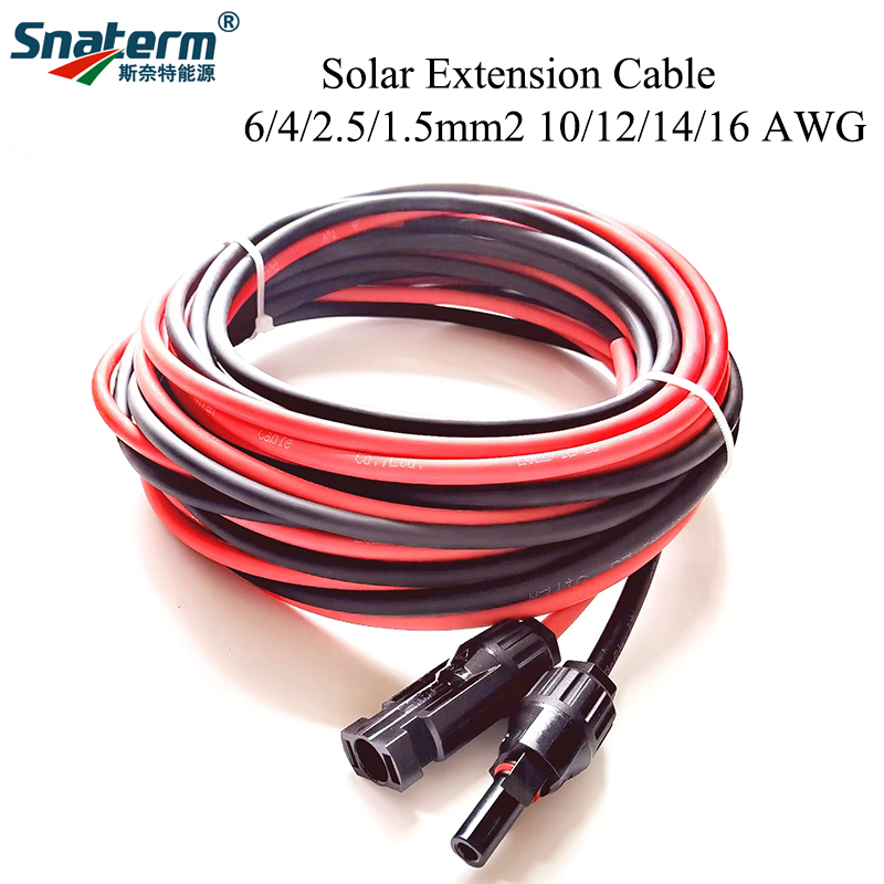 1 ペアソーラーパネル延長ケーブル銅線 6 4 2.5 mm² 10 12 14 16 AWG 黒と赤ソーラー PV ワイヤーコネクタ PV 用