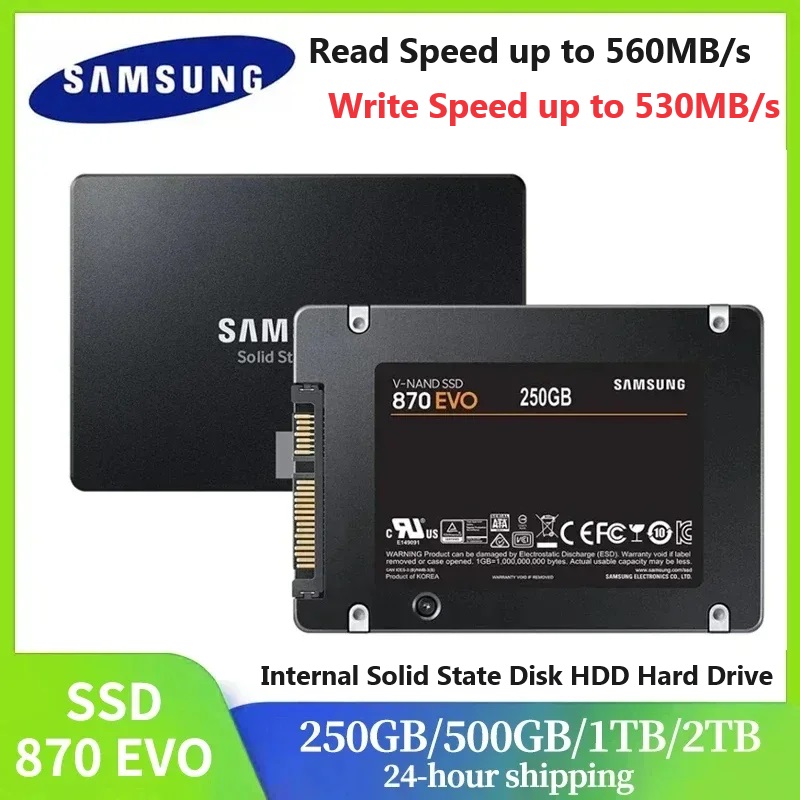 サムスン SSD 870 EVO 内蔵ソリッドステートディスク HDD ハードドライブ SATA3 2.5 インチラップトップデスクトップ 1 テラバイト 2 テラバイト 250 ギガバイト 500 ギガバイト PC MLC ディスコデュロ
