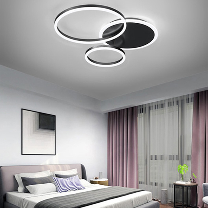 ゴールドブラックモダンな LED シャンデリア円形ラウンド LED ライト寝室のダイニングルームの天井ランプ照明器具家の装飾 AC85-260V