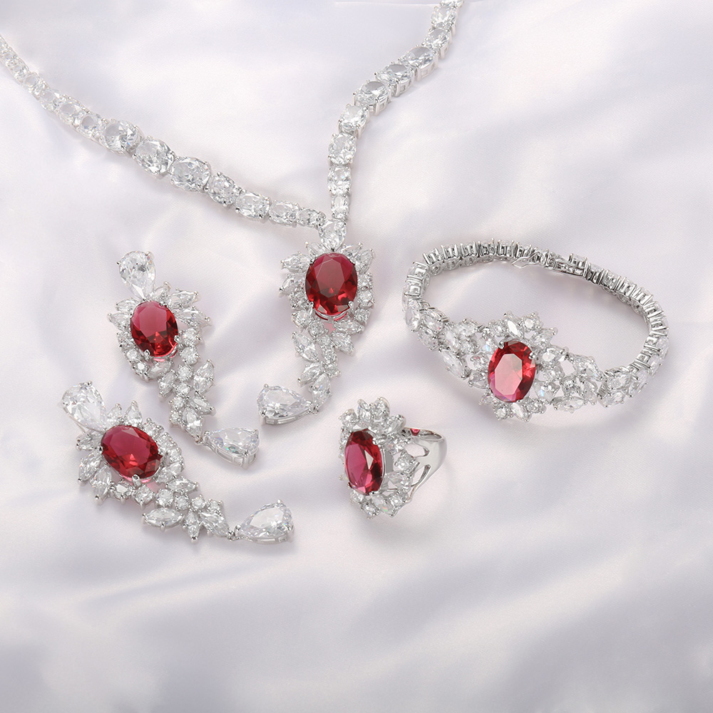 Bijoux ファイン ジュエリー セット ネックレス イヤリング リング ブレスレット Schmucksets 925 スターリングシルバー ジュエリー セット ブライダル ジュエリー セット