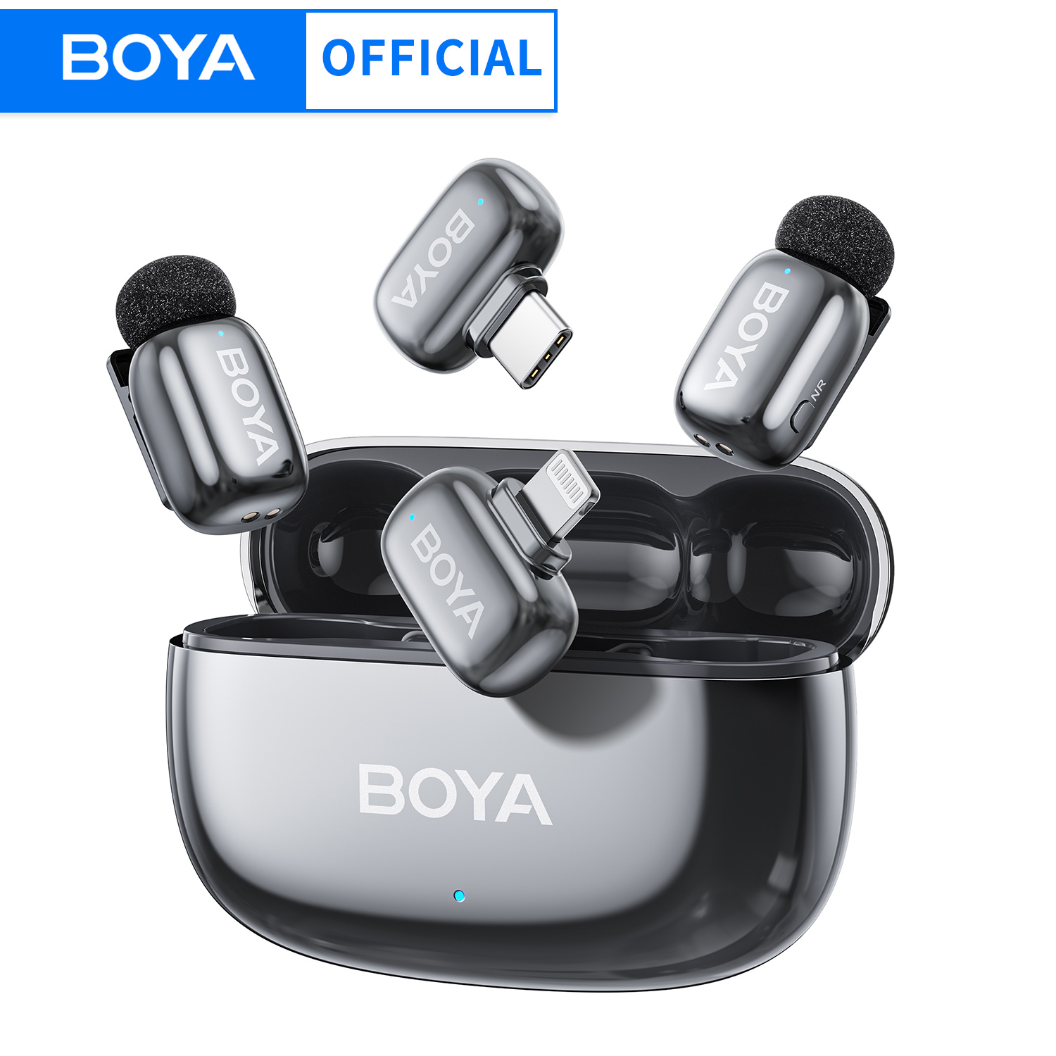 BOYA Mini 2 ワイヤレスラベリアマイク AI ノイズリダクションミニマイク iPhone 6-14/15-17 USB-C Android 電話ビデオ録画用