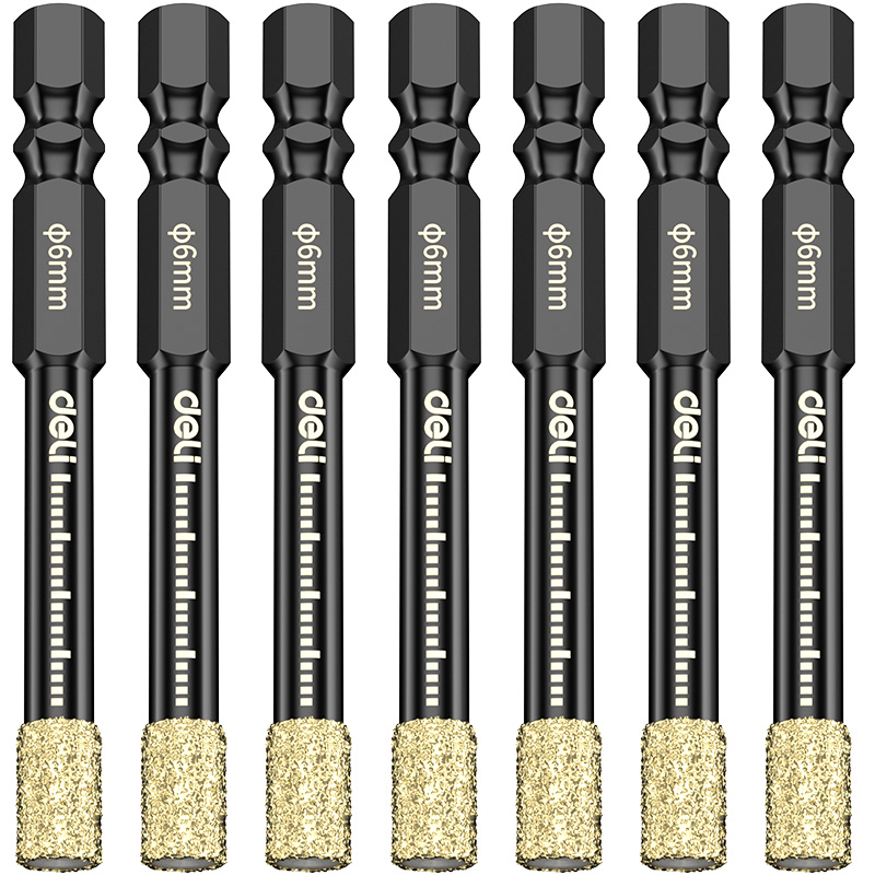 7 個 6 ミリメートルドライダイヤモンドドリルビットセット真空ろう付けコアドリルビットキットクイックチェンジ六角シャンク磁器花崗岩タイル大理石用