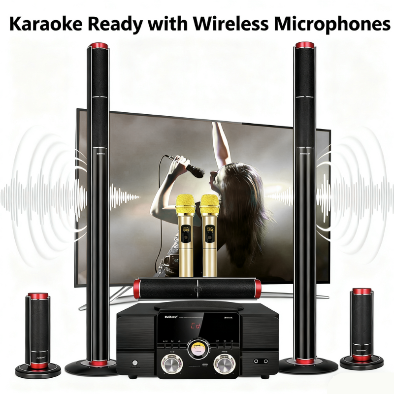 5.1 ホームシアターセット 200 ワットピークサウンドボックス 8Ω HiFi Bluetooth スピーカー 3 ウェイ 3 インチアクティブオーディオ同軸光学 USB 家庭用 KTV