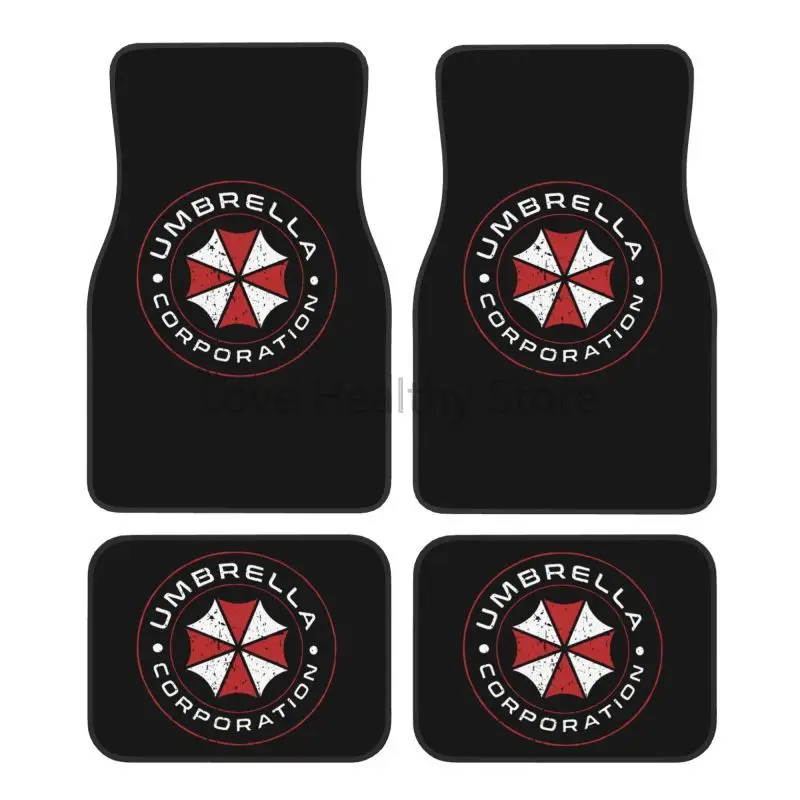 Umbrella Corporation 車のフロアマット 4 枚入り 滑り止めフロントおよびリアフットマット ユニバーサルカーアクセサリー SUV バン トラック用