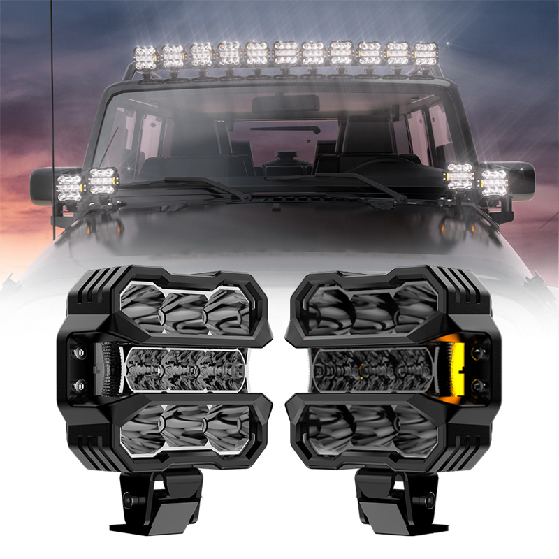 1 ペア Led ワークスポットライトアンバー DRL ドライビングライト車の Led ワークライトバー車のトラック 4 × 4 オフロード SUV ATV ジープボートトラクター