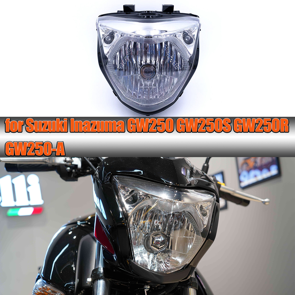 オートバイのヘッドライトアセンブリヘッドランプ工場アクセサリースズキイナズマ GW250 GW250S GW250R GW250-A