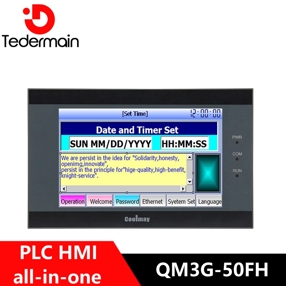 Coolmay 5 インチ HMI PLC コンボ プログラマブル ロジック コントローラー タッチ パネル産業用モニター付き QM3G-50FH-24MT/R オプションのアナログ