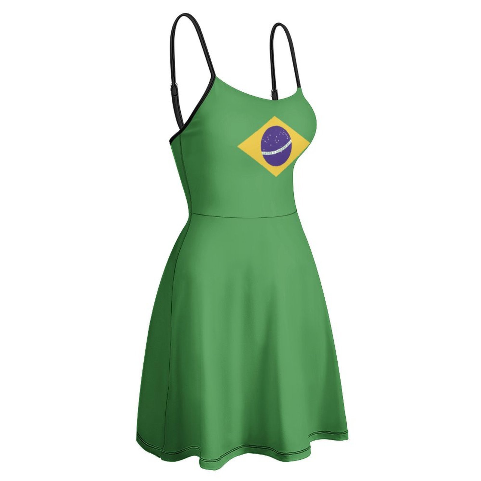 2026 ブラジル旗女性ガールズ夏のノースリーブドレスカジュアルスイングビーチカバーアップ膝丈ドレス