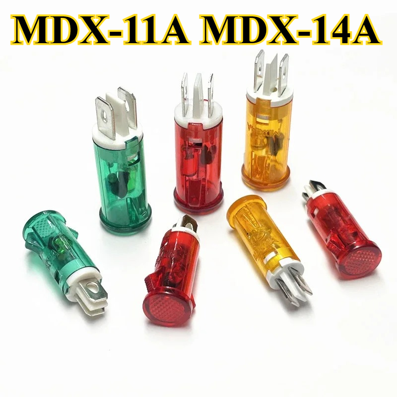 10 ピース/ロット MDX-11A MDX-14A 誘導信号ランプパネル取付ネオンインジケータ赤緑黄ライト 220V 信号ランプ