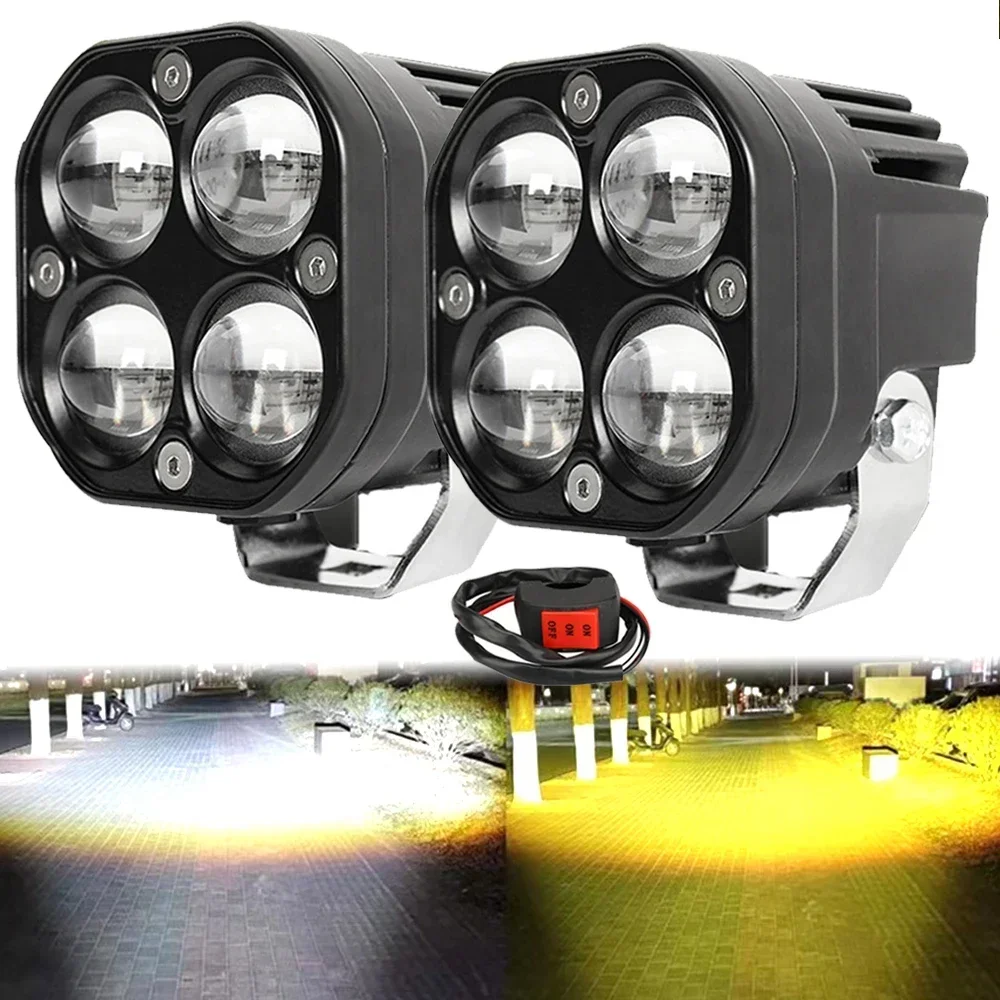 オートバイスポットライト LED 4 フロントヘッドライト防水電気自動車修正ヘッドライト小型鋼大砲ライト