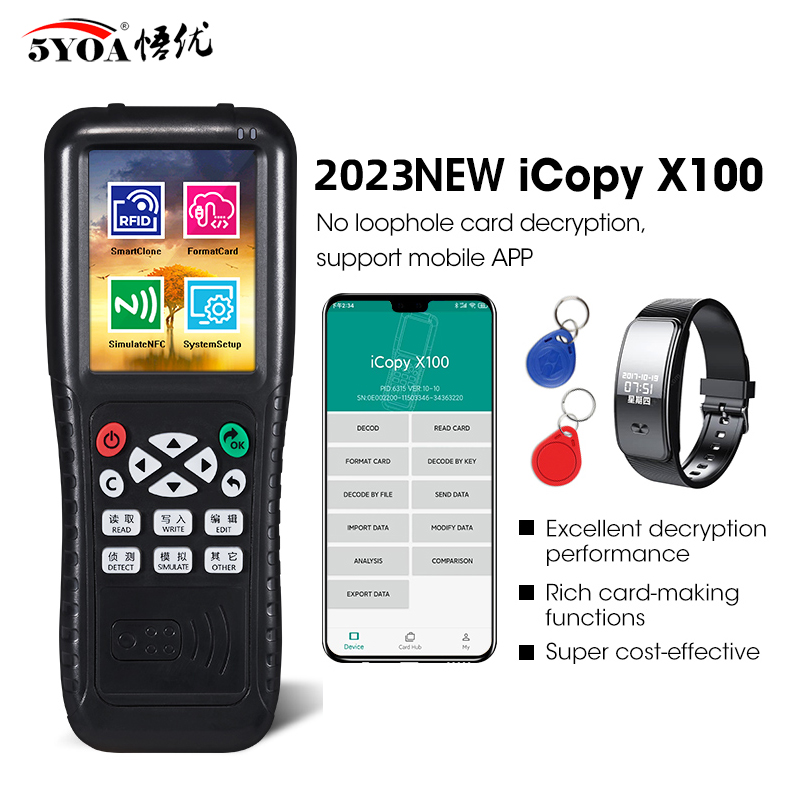 NFC スマートカードリーダーライター RFID コピー機 125KHz 13.56MHz USB Fob プログラマコピー暗号化キー音声ブロードキャスト X100