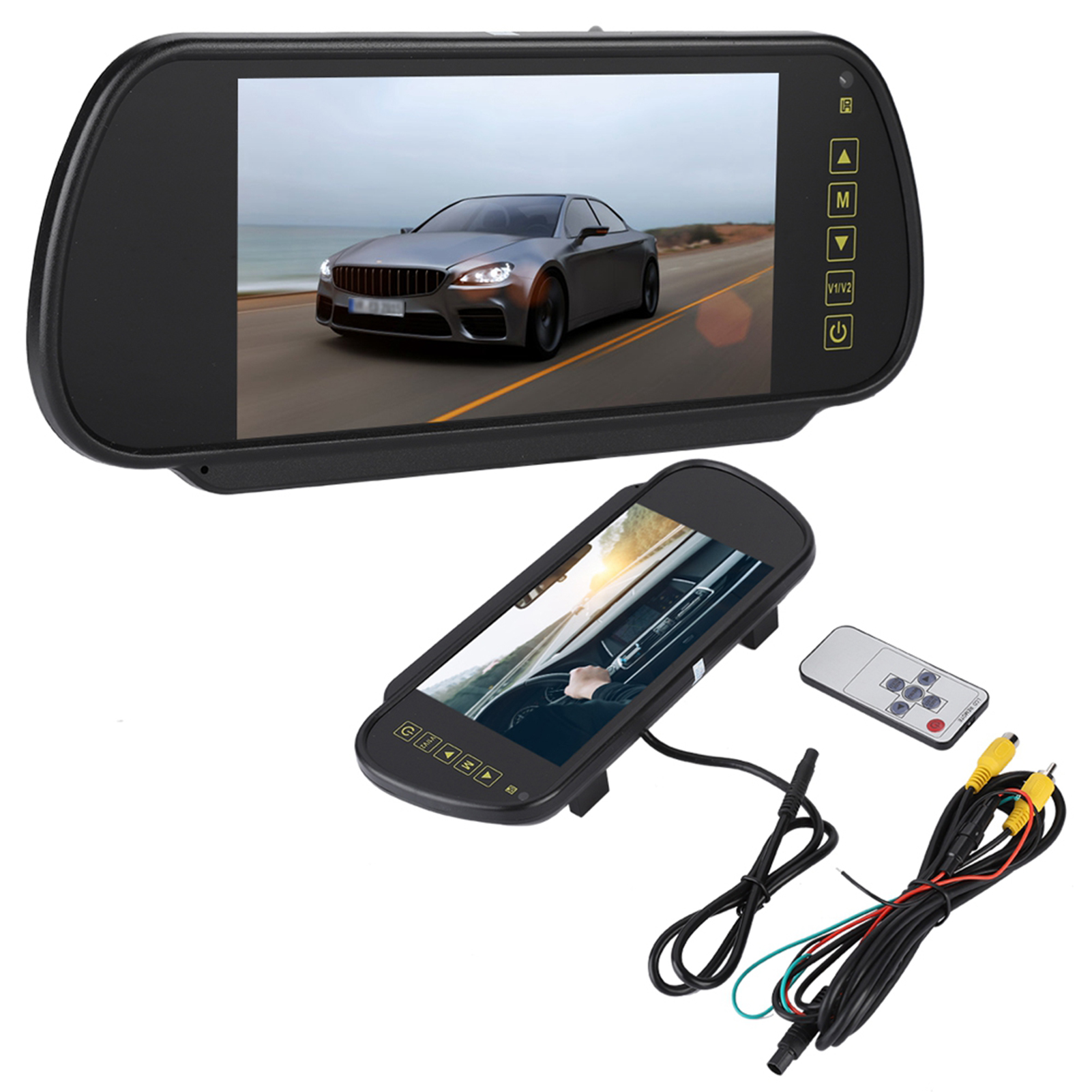 バックミラーモニター 7 インチ LCD ディスプレイバックアップカメラモニターリアビューカメラ用