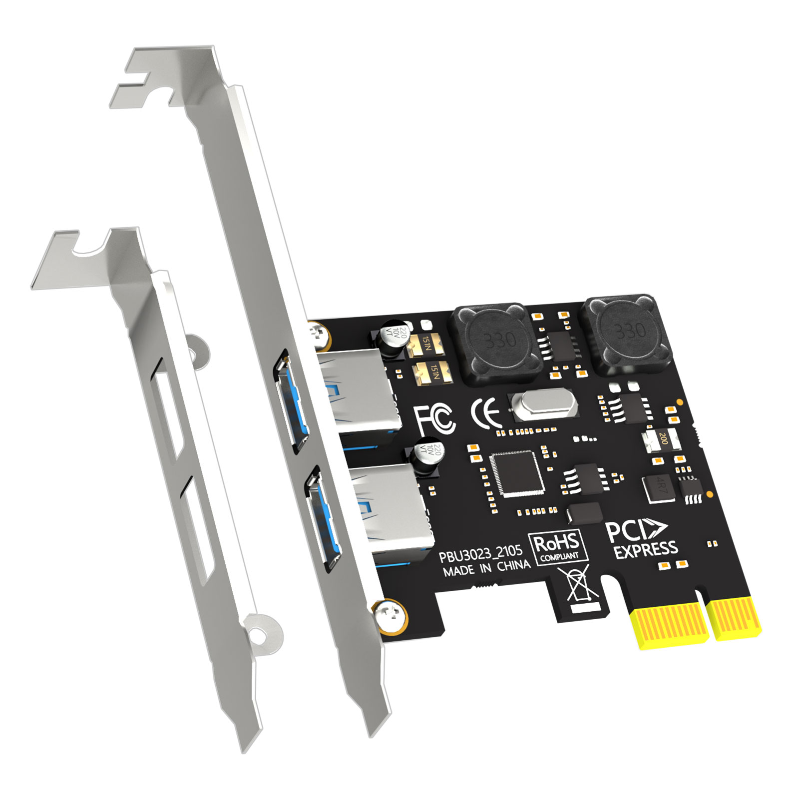 2ポートUSB 3.0 Type-A PCIe拡張カード