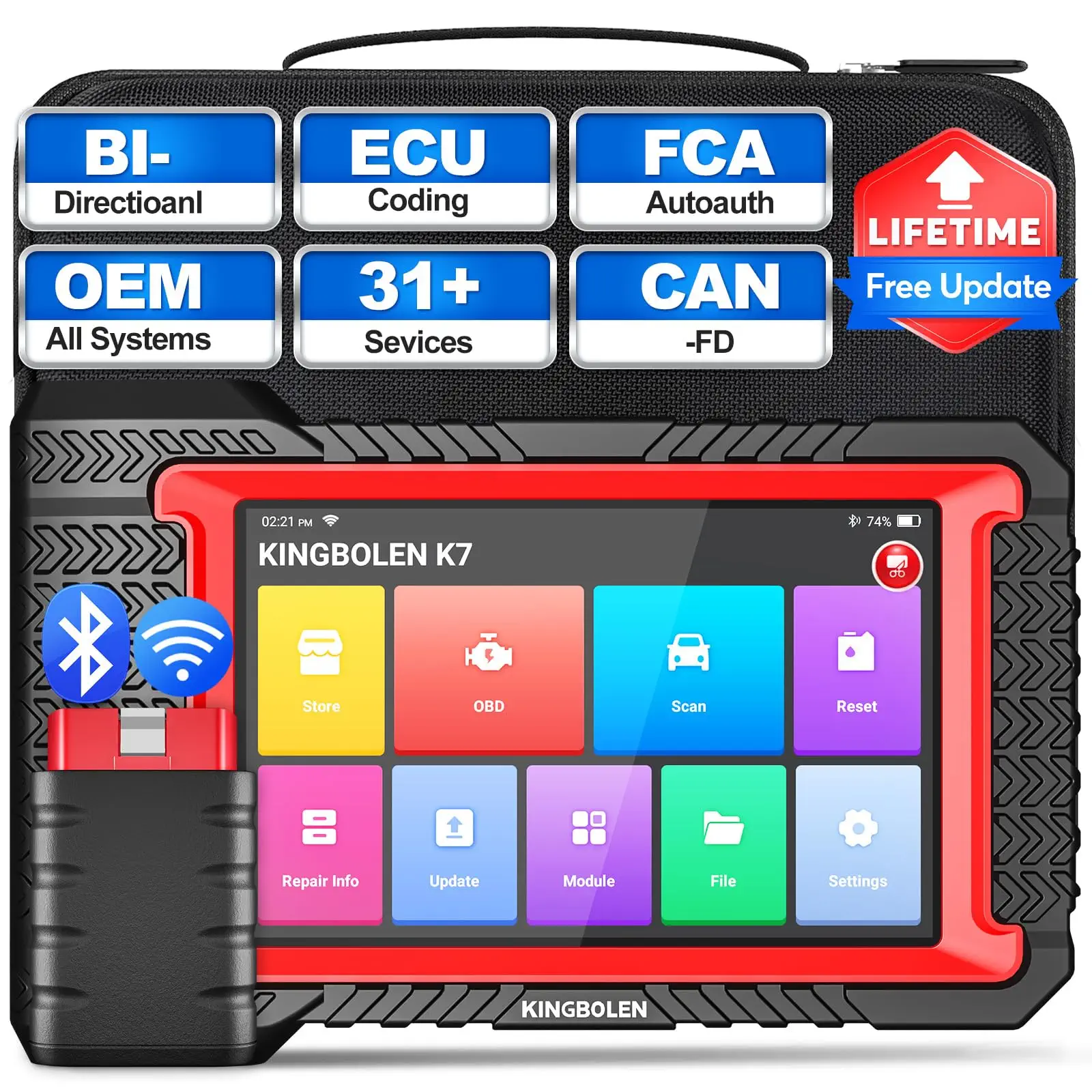 KINGBOLEN K7 CAN FD ALL システム車診断ツール ECU コーディング双方向 28 リセット生涯無料 PK X431 CRP919E BT MAX 2