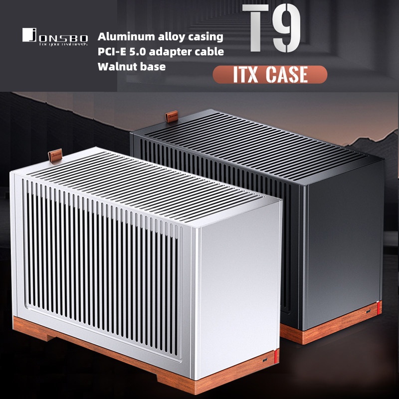 Jonsbo T9 5.0 アルミ合金 PC ケース ITX メッシュデスクトップコンピュータホストシェルケース PCI-E 5.0 A4 倉庫構造クルミベース