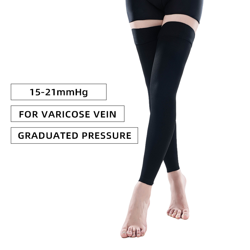 Legbeauty 医療圧縮ストッキング男性女性 15-21mmHg フットレス段階サポートソックス太もも高静脈瘤脚靴下