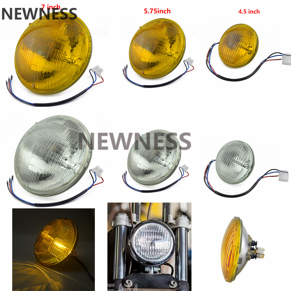 4.5" 5.75'' 7'' Retro Motorcycle Bates Halogen Headlight 12V Sealed Beam Head Lights Bulb for Harley Kawasaki Yamaha Suzuki Cafe